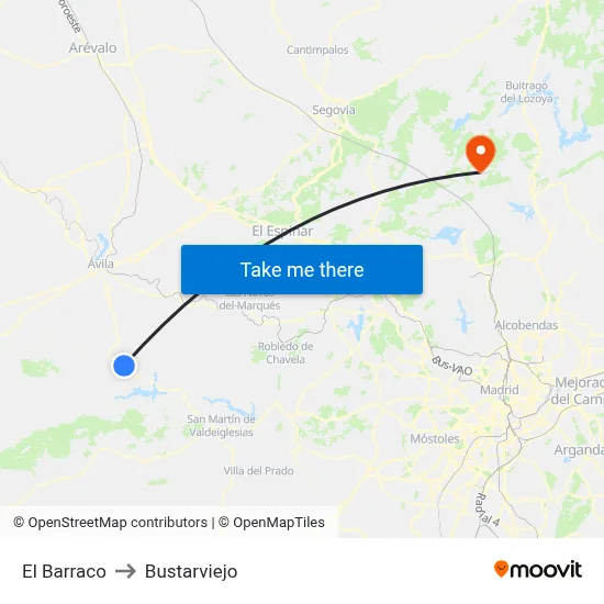 El Barraco to Bustarviejo map