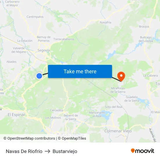 Navas De Riofrío to Bustarviejo map