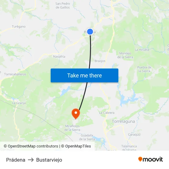 Prádena to Bustarviejo map