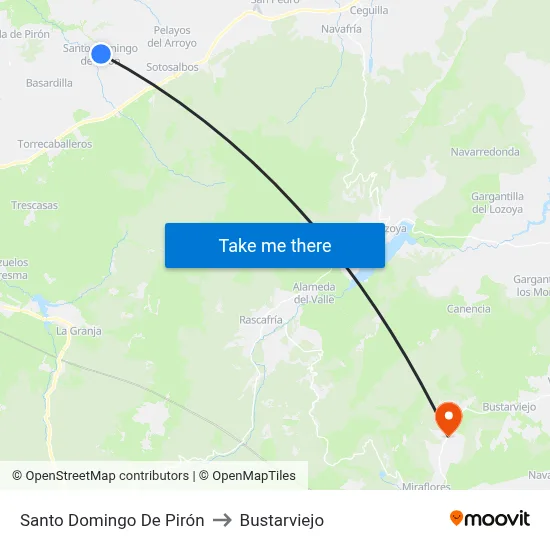 Santo Domingo De Pirón to Bustarviejo map