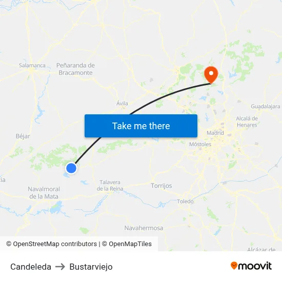 Candeleda to Bustarviejo map