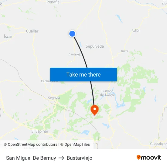 San Miguel De Bernuy to Bustarviejo map