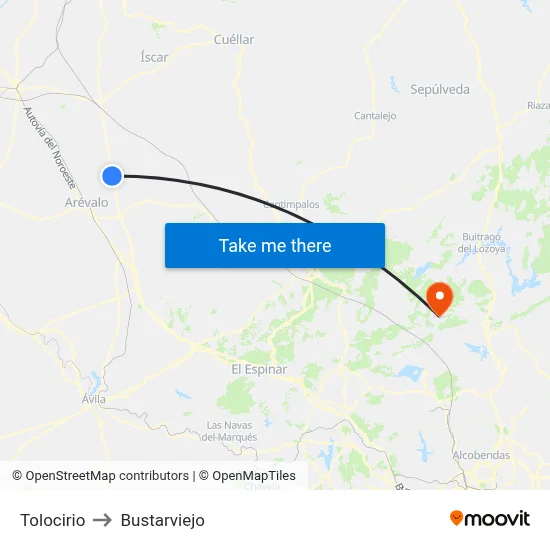 Tolocirio to Bustarviejo map