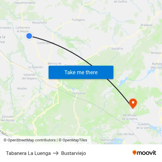 Tabanera La Luenga to Bustarviejo map