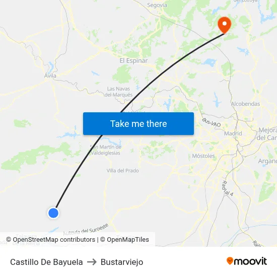 Castillo De Bayuela to Bustarviejo map