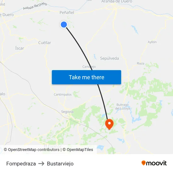 Fompedraza to Bustarviejo map