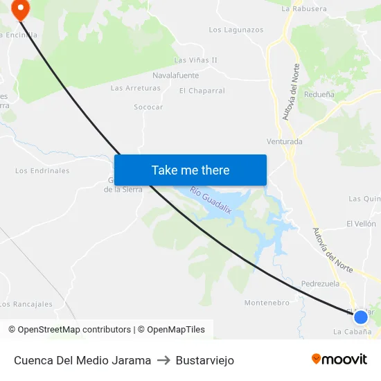 Cuenca Del Medio Jarama to Bustarviejo map