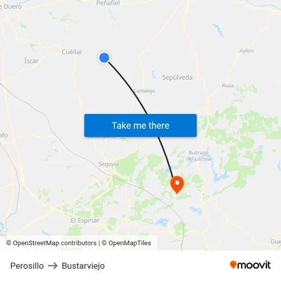 Perosillo to Bustarviejo map