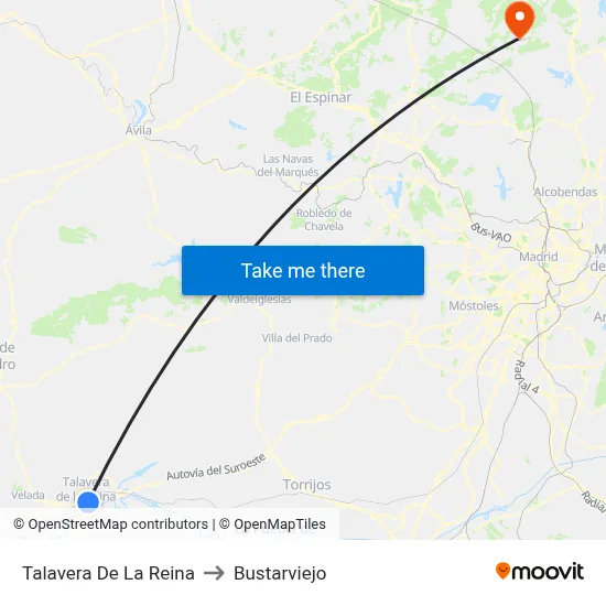 Talavera De La Reina to Bustarviejo map