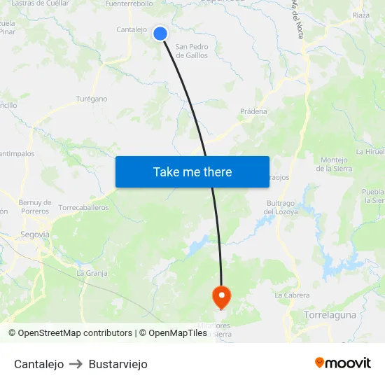 Cantalejo to Bustarviejo map