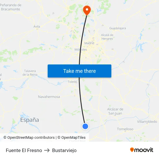 Fuente El Fresno to Bustarviejo map