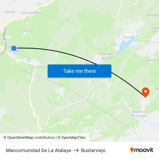 Mancomunidad De La Atalaya to Bustarviejo map