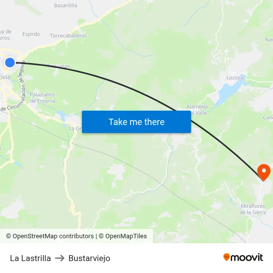 La Lastrilla to Bustarviejo map