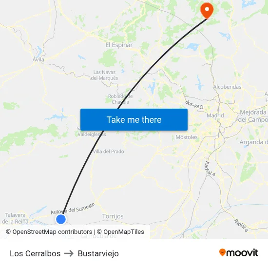 Los Cerralbos to Bustarviejo map