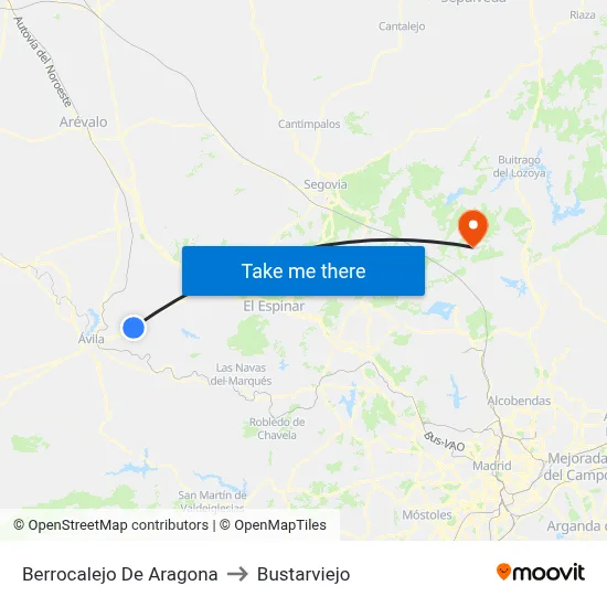 Berrocalejo De Aragona to Bustarviejo map