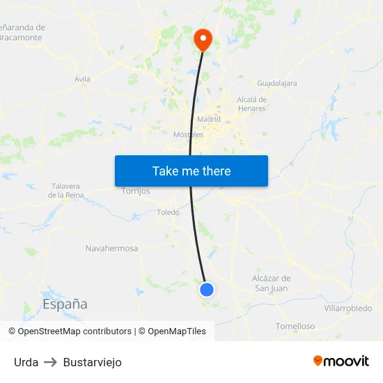 Urda to Bustarviejo map