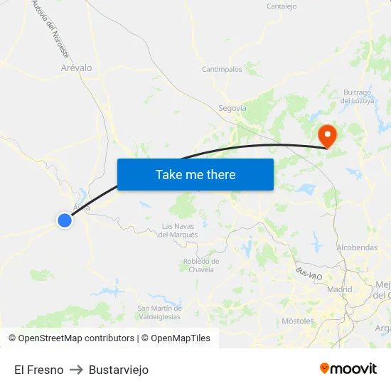 El Fresno to Bustarviejo map