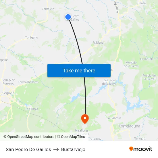 San Pedro De Gaíllos to Bustarviejo map
