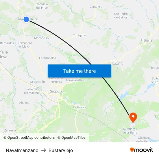 Navalmanzano to Bustarviejo map