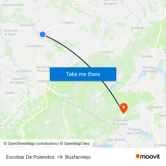 Escobar De Polendos to Bustarviejo map