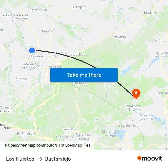 Los Huertos to Bustarviejo map