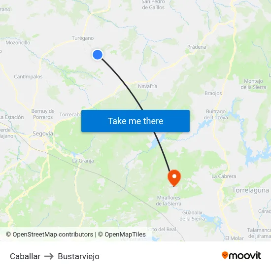 Caballar to Bustarviejo map