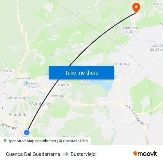 Cuenca Del Guadarrama to Bustarviejo map