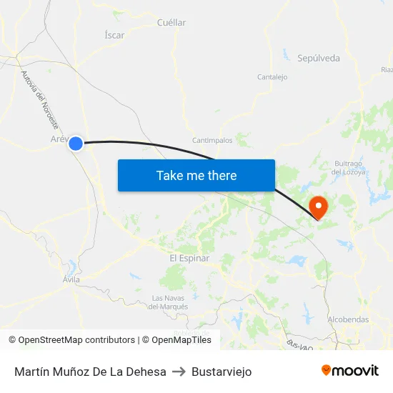 Martín Muñoz De La Dehesa to Bustarviejo map
