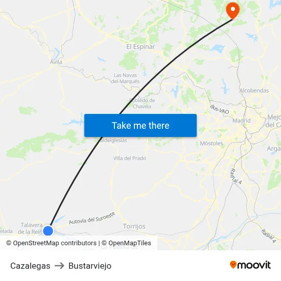 Cazalegas to Bustarviejo map