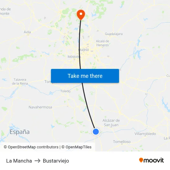 La Mancha to Bustarviejo map