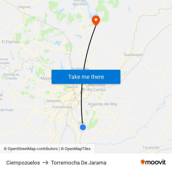 Ciempozuelos to Torremocha De Jarama map