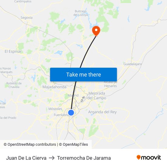 Juan De La Cierva to Torremocha De Jarama map