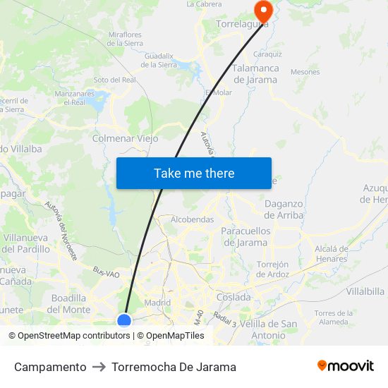 Campamento to Torremocha De Jarama map