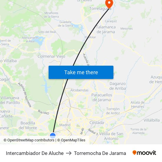 Intercambiador De Aluche to Torremocha De Jarama map