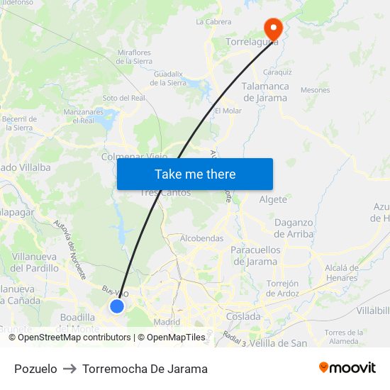 Pozuelo to Torremocha De Jarama map