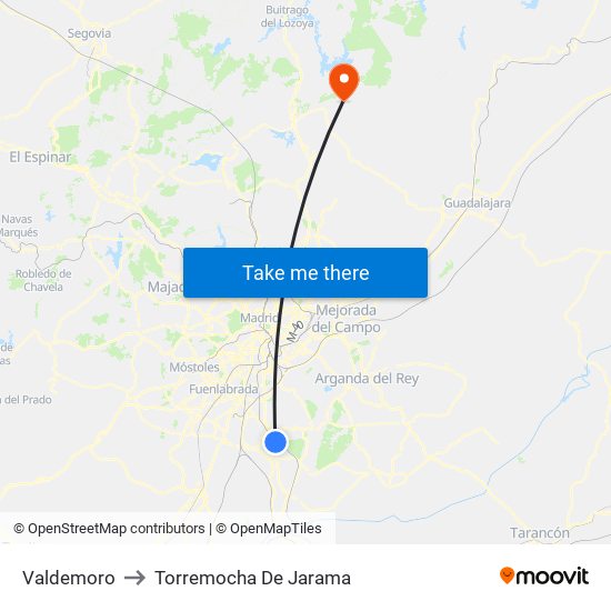 Valdemoro to Torremocha De Jarama map