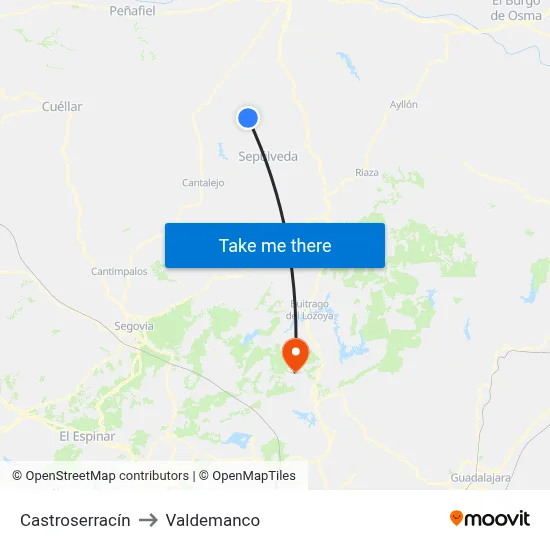 Castroserracín to Valdemanco map