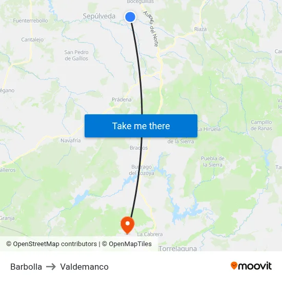 Barbolla to Valdemanco map