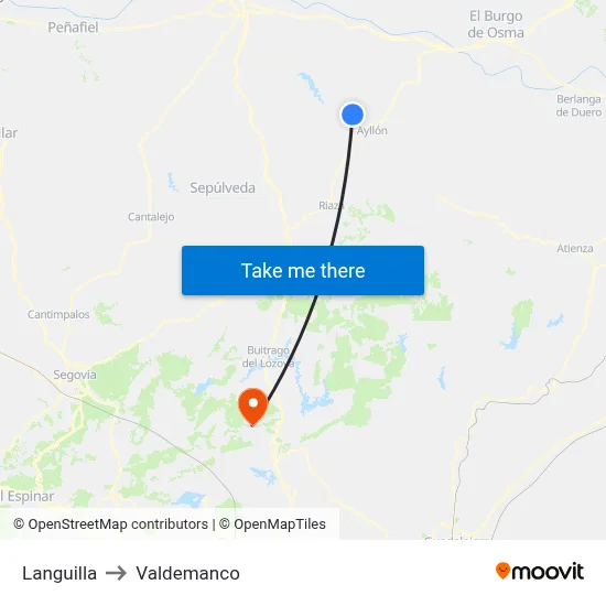 Languilla to Valdemanco map