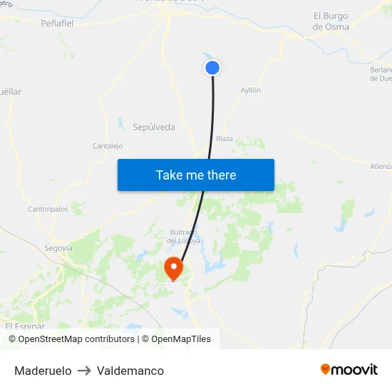Maderuelo to Valdemanco map