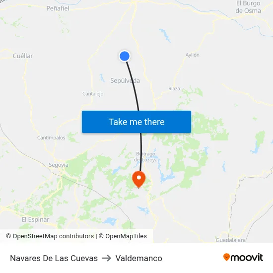 Navares De Las Cuevas to Valdemanco map