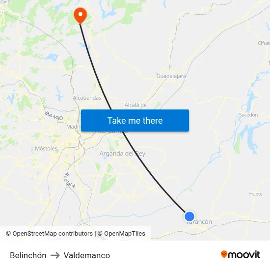Belinchón to Valdemanco map