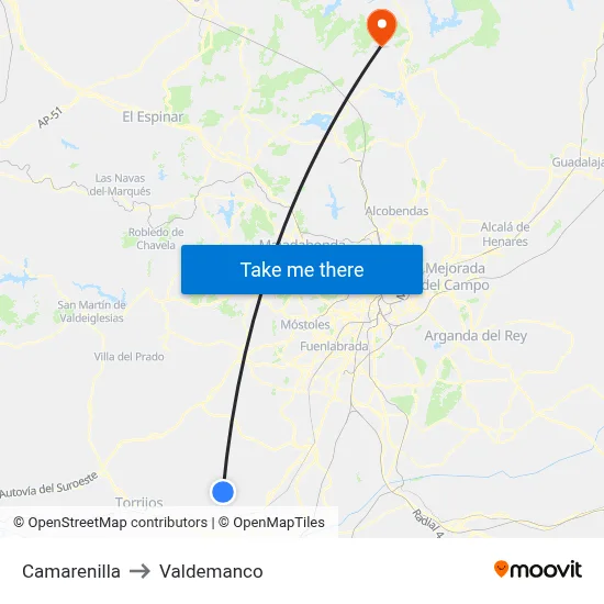 Camarenilla to Valdemanco map