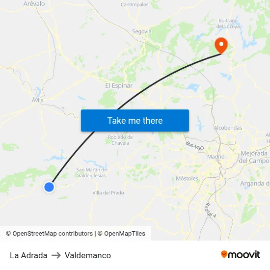 La Adrada to Valdemanco map