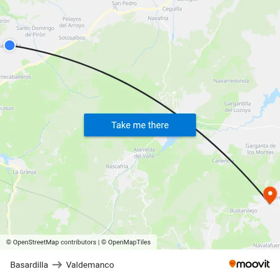 Basardilla to Valdemanco map