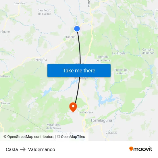 Casla to Valdemanco map