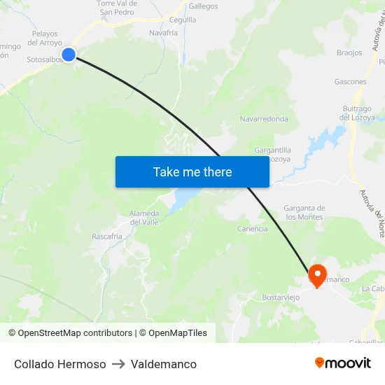 Collado Hermoso to Valdemanco map