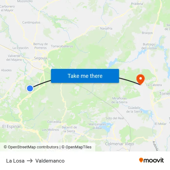 La Losa to Valdemanco map