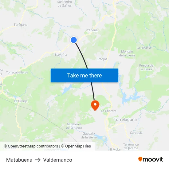 Matabuena to Valdemanco map