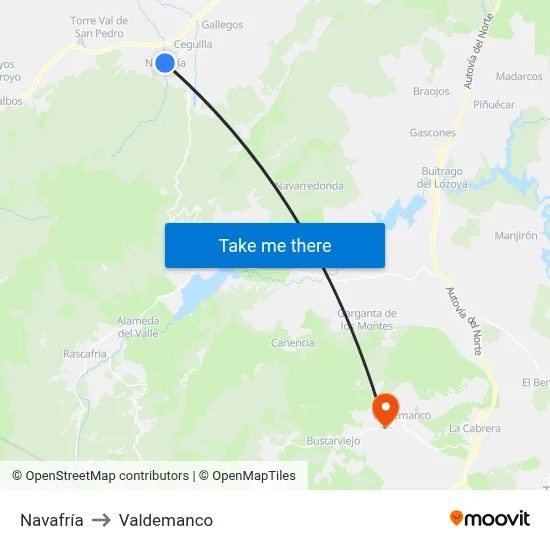 Navafría to Valdemanco map